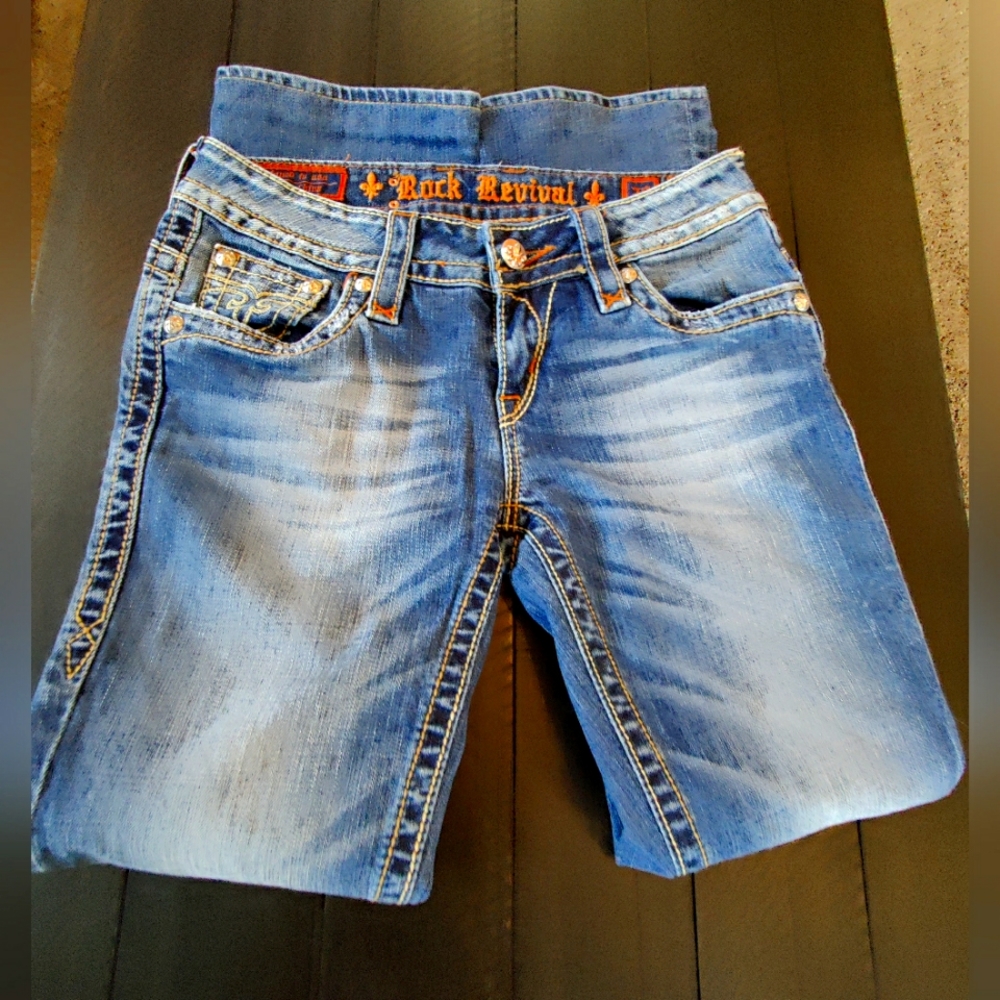 Rock Revival Jen Straight Jeans, size 28, steam 29